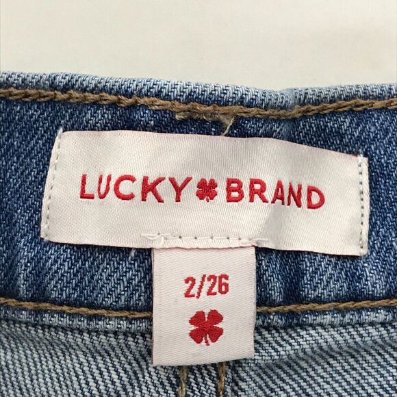 Lucky Brand 90s Midi Short Women's Size 2/26 Stretch Denim Raw Hem High Rise - Picture 7 of 10